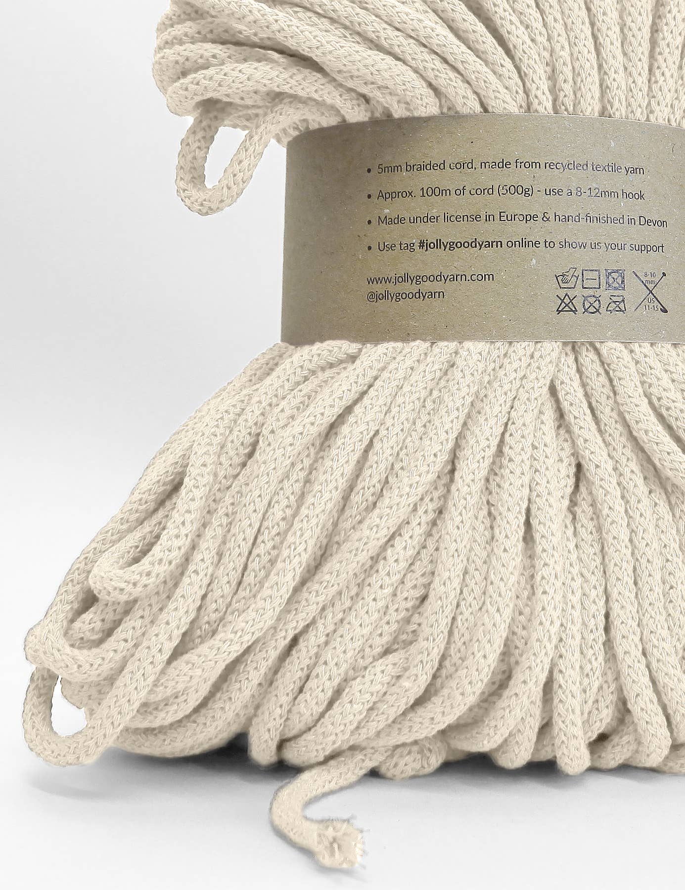 Jolly Good Yarn - 5mm Plymouth Cream recycled cotton macrame cord (100m)