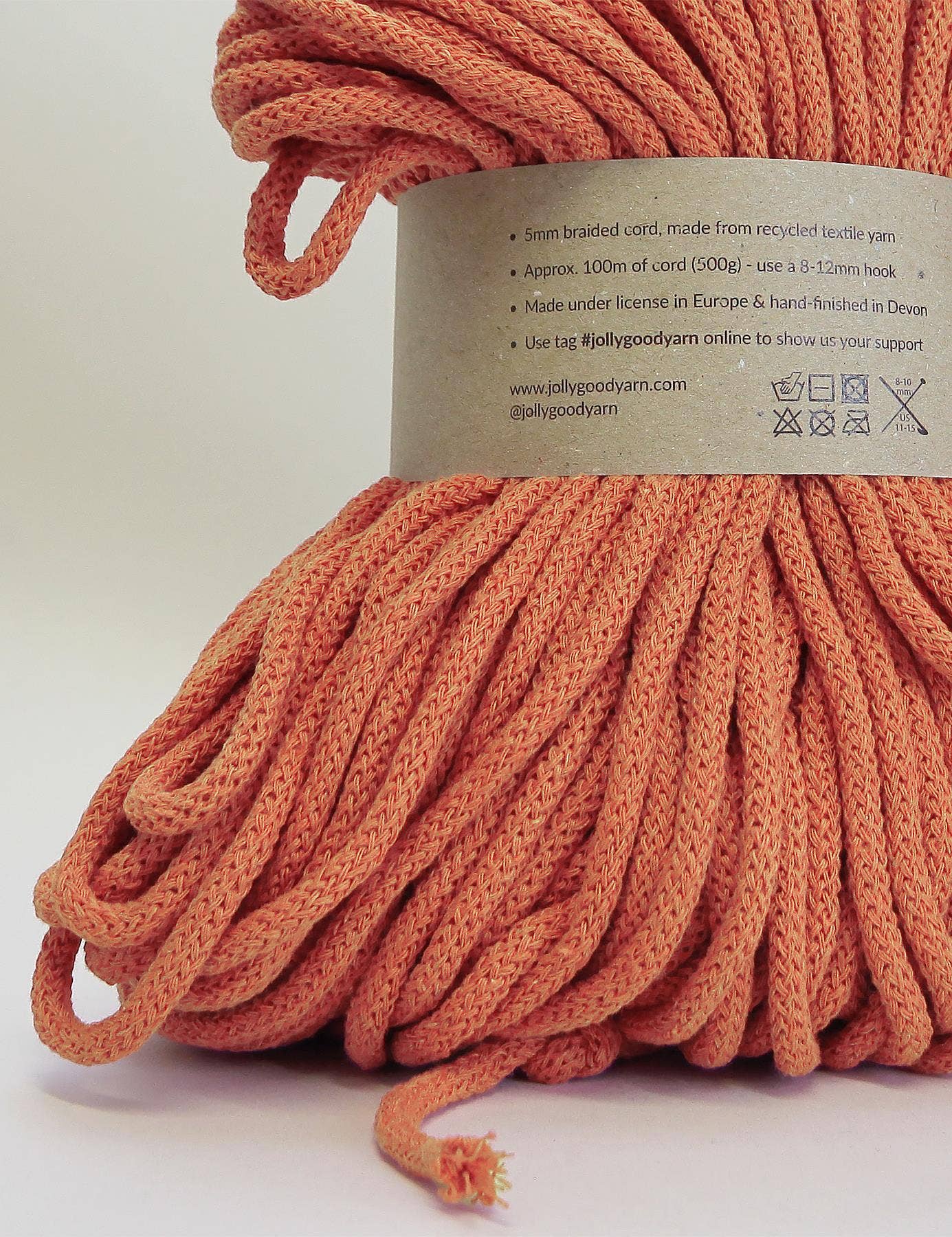 Jolly Good Yarn - 5mm Thornbury Orange recycled cotton macrame cord (100m)