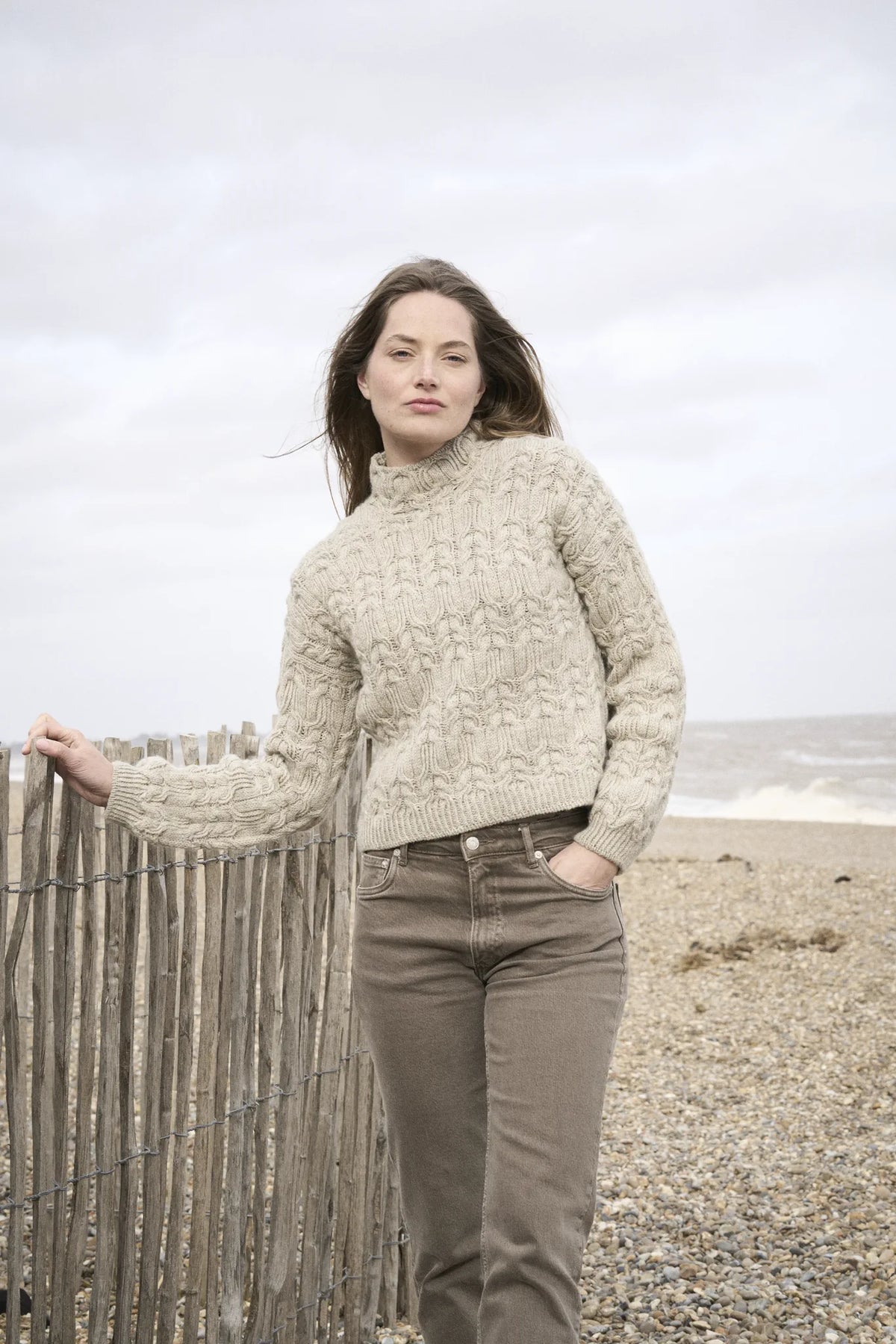 The Bramble & Fleece Bracken Sweater, seamless top-down all-over cable in Sheepsoft DK