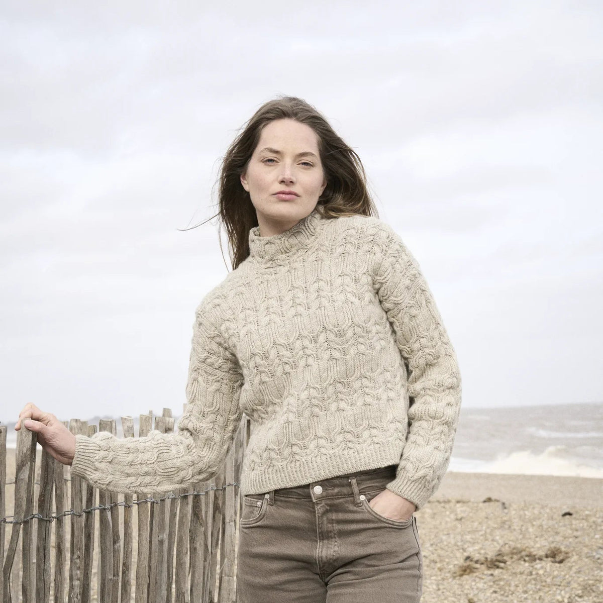 The Bramble & Fleece Bracken Sweater, seamless top-down all-over cable in Sheepsoft DK