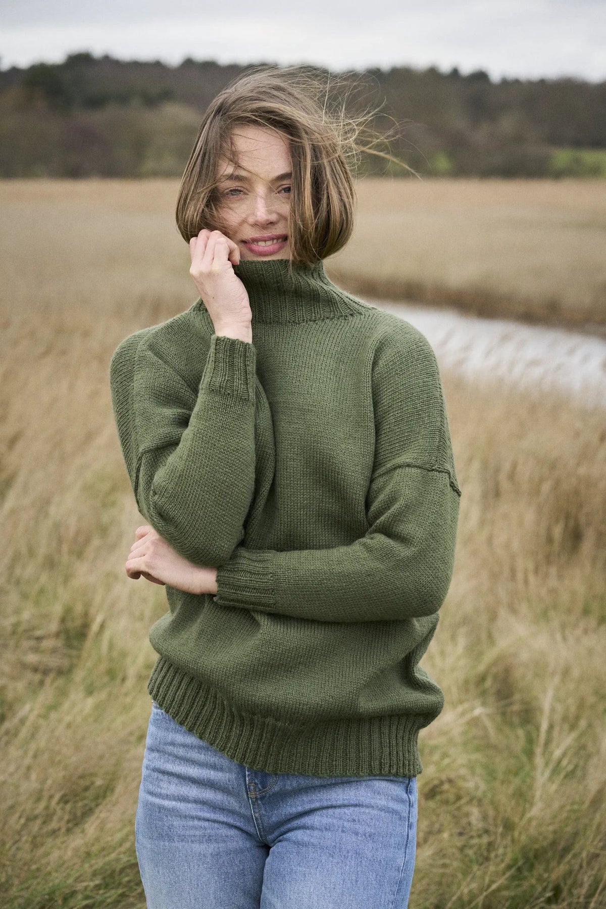 The Bramble & Fleece Malton Sweater, drop-sleeve stocking stitch in Wooltrace DK