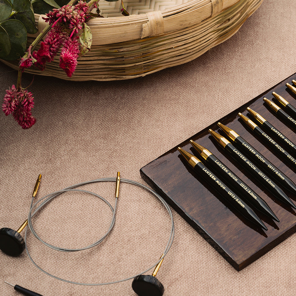 Lantern Moon Ebony Interchangeable Circular Knitting Needle Tips - 13cm