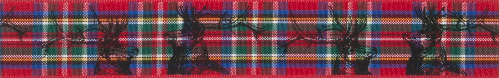 Berisfords Royal Stewart Tartan Ribbon with Stag Print - 25mm
