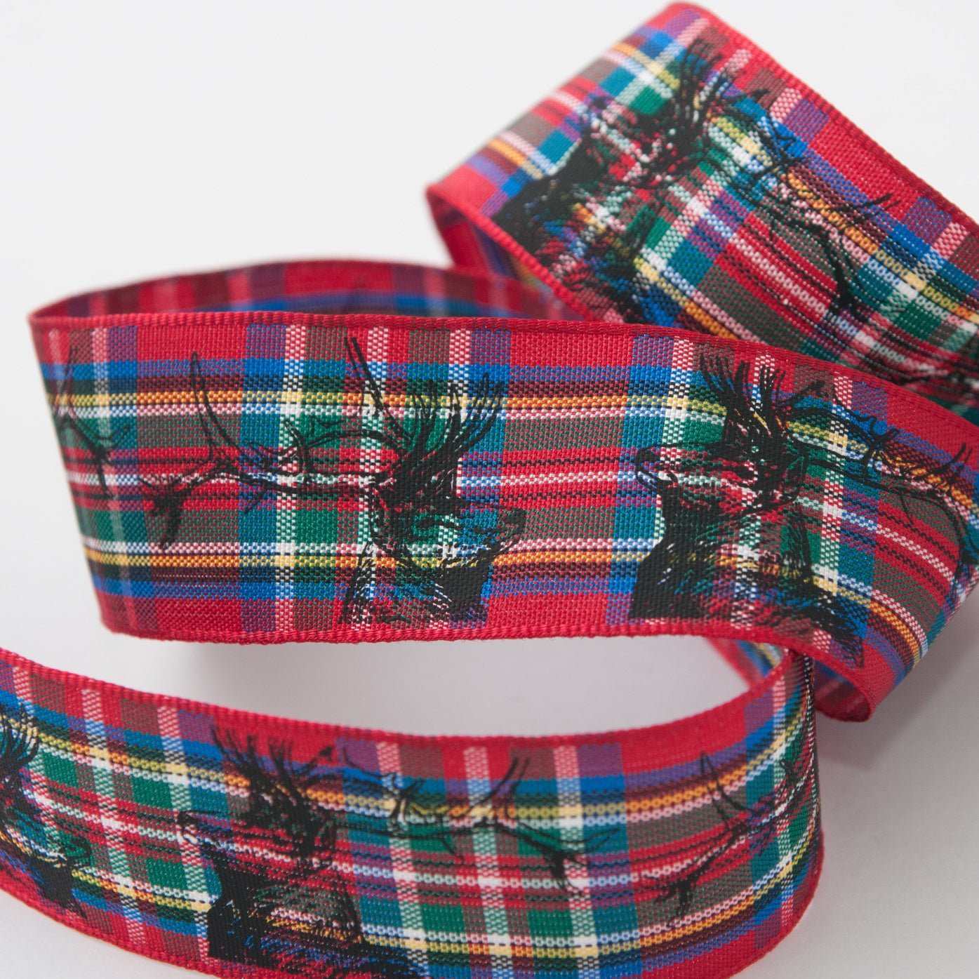 Berisfords Royal Stewart Tartan Ribbon with Stag Print - 25mm