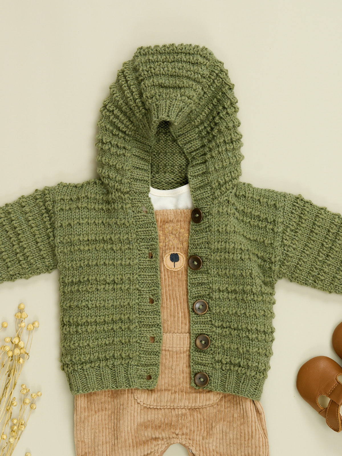 WYS Charlie Knitting Kit: Textured Hoody & Cardigan in Bo Peep DK by Sarah Hatton