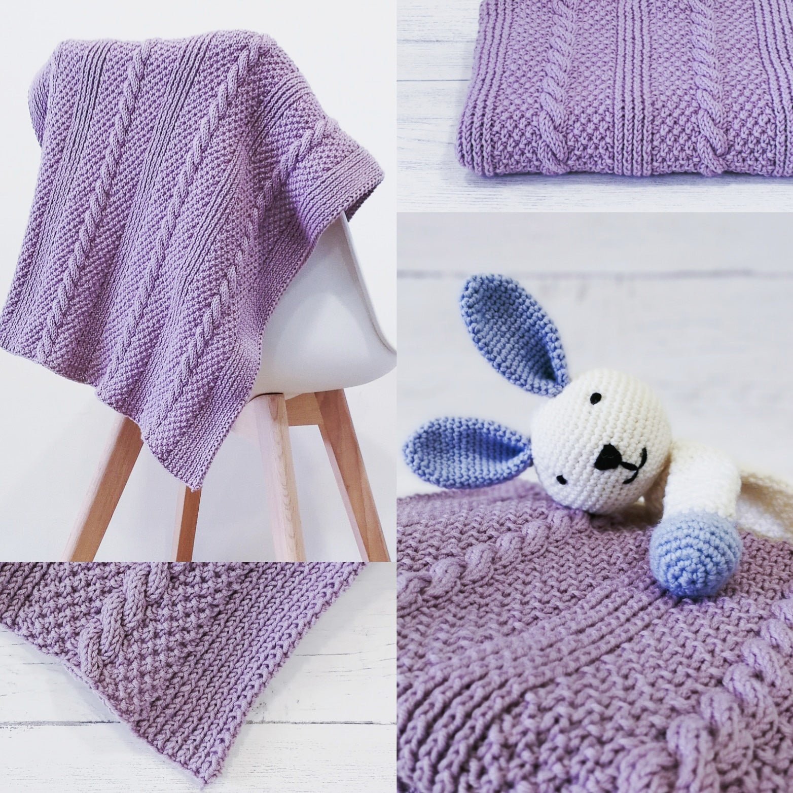 Rapunzel-Strickset für Babydecke mit Zopfmuster – WYS Bo-Peep DK