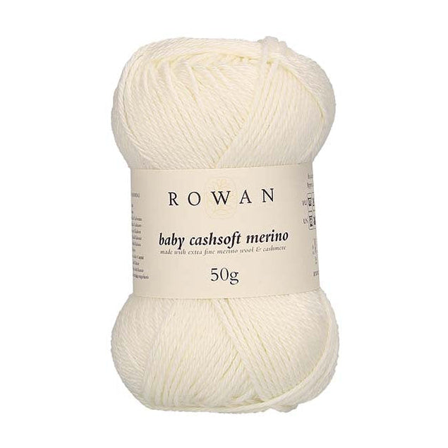 Ball of Rowan Baby Cashsoft Merino, wool, cashmere and acrylic 5ply baby yarn, in shade Snowflake White 101