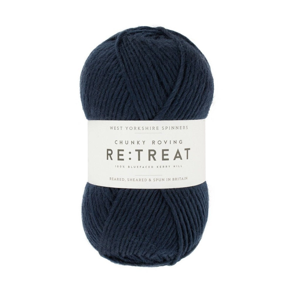 WYS West Yorkshire Spinners Retreat Chunky Roving Yarn Ball in navy blue shade Soothe 1014