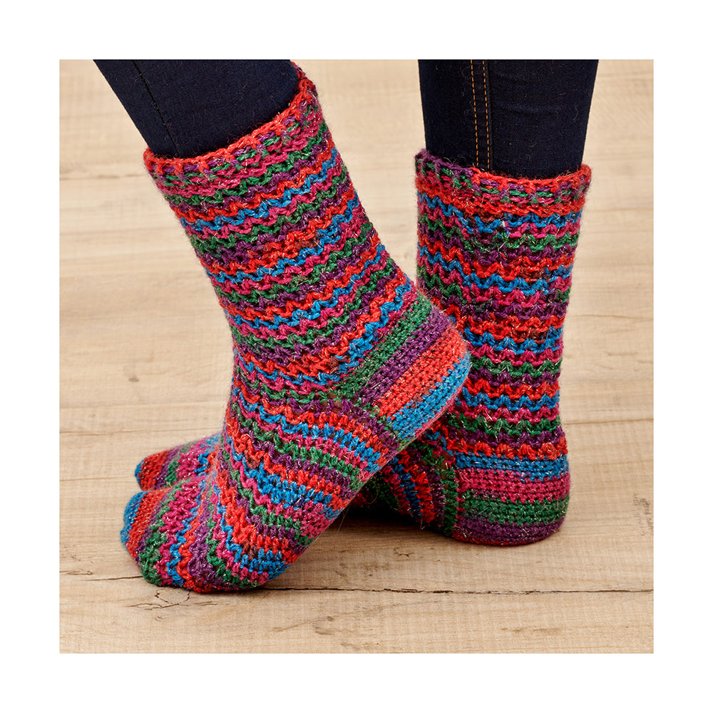 WYS Tinsel Toes - Christmas Crochet Sock Pattern (FREE PDF Download)
