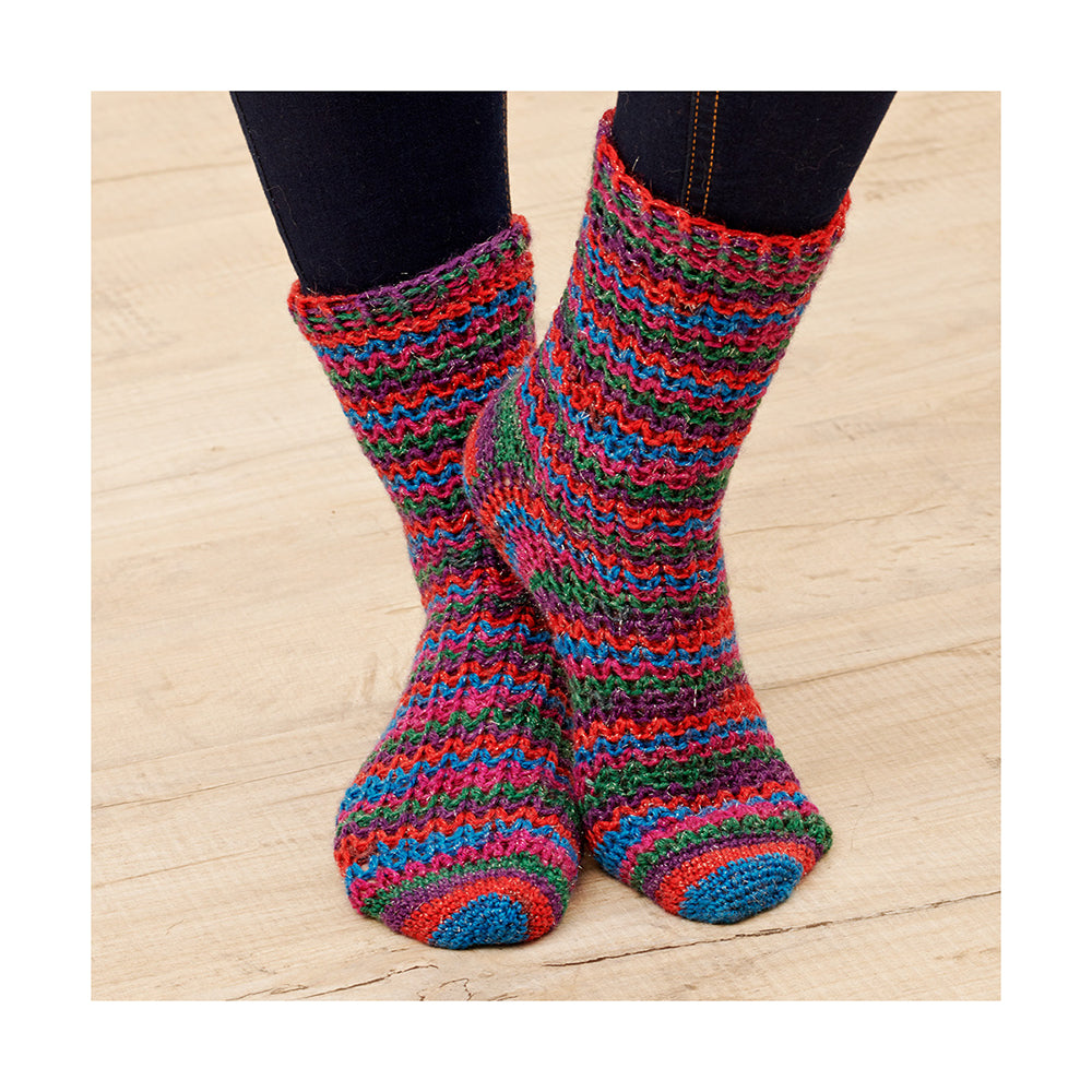 WYS Tinsel Toes - Christmas Crochet Sock Pattern (FREE PDF Download)