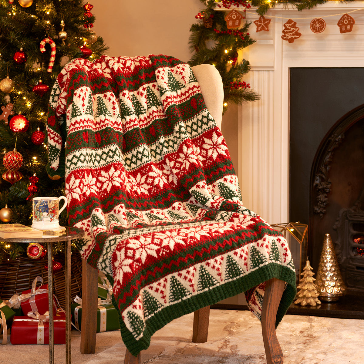 Woodside Fair Isle Festive Blanket - Knitting Pattern (FREE PDF Download)