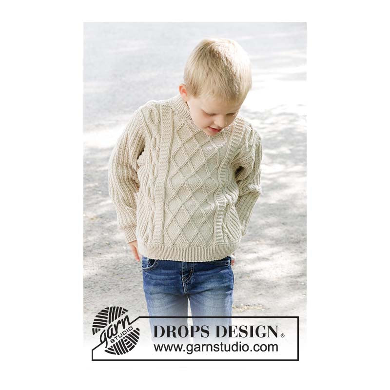 Drops – Ocean Ropes Kinderpullover – KOSTENLOSES Strickmuster (PDF-Download) 