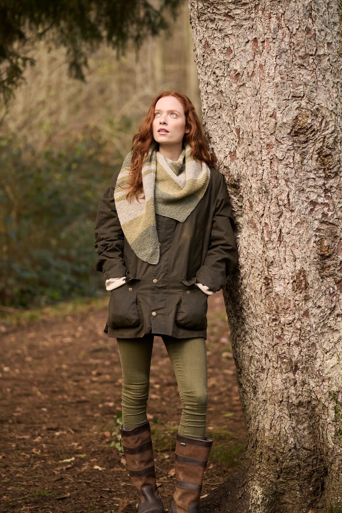 The Bramble & Fleece Hebden Shawl, asymmetric garter stitch in three shades of Sheepsoft DK