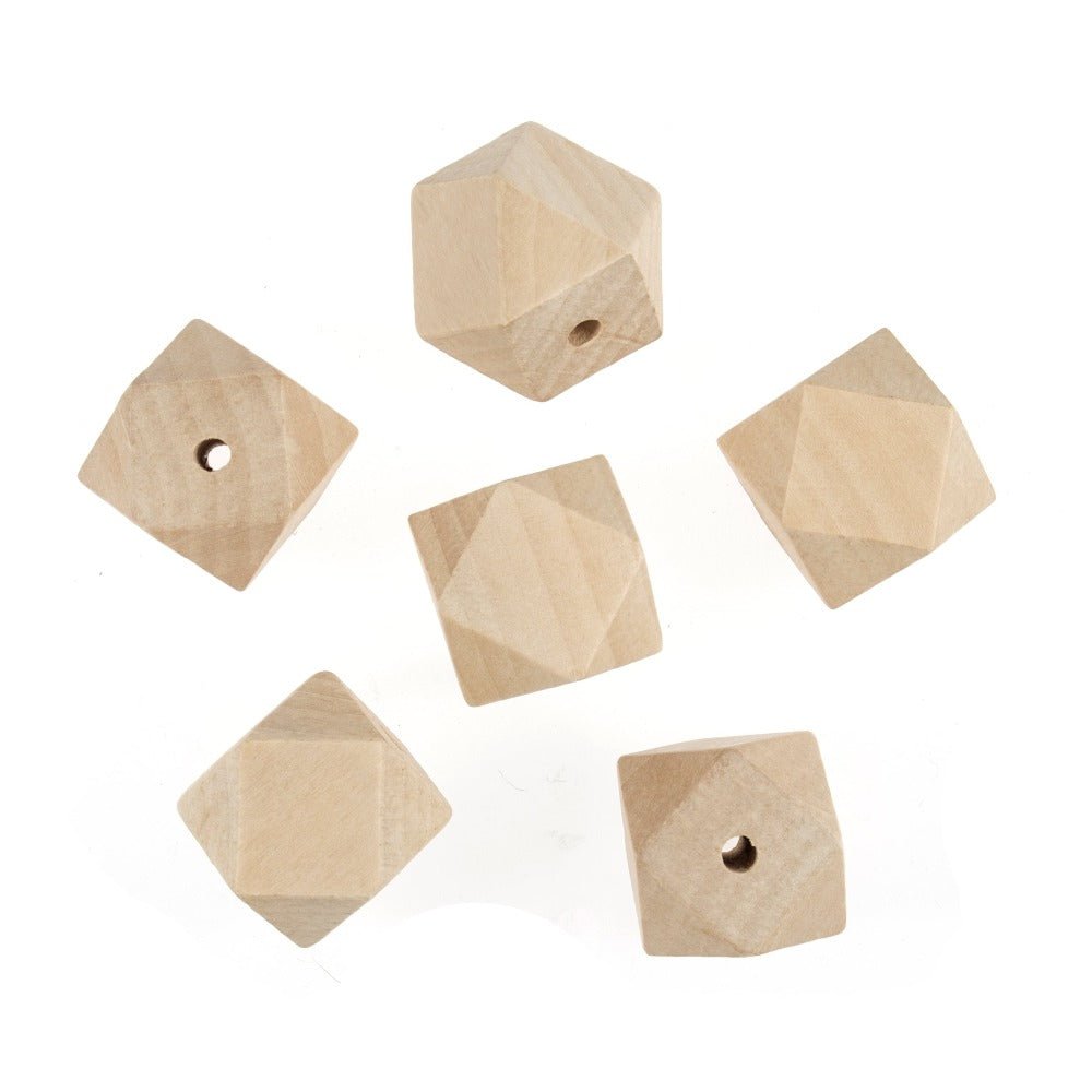 30mm Geometric Cut Wooden Bead