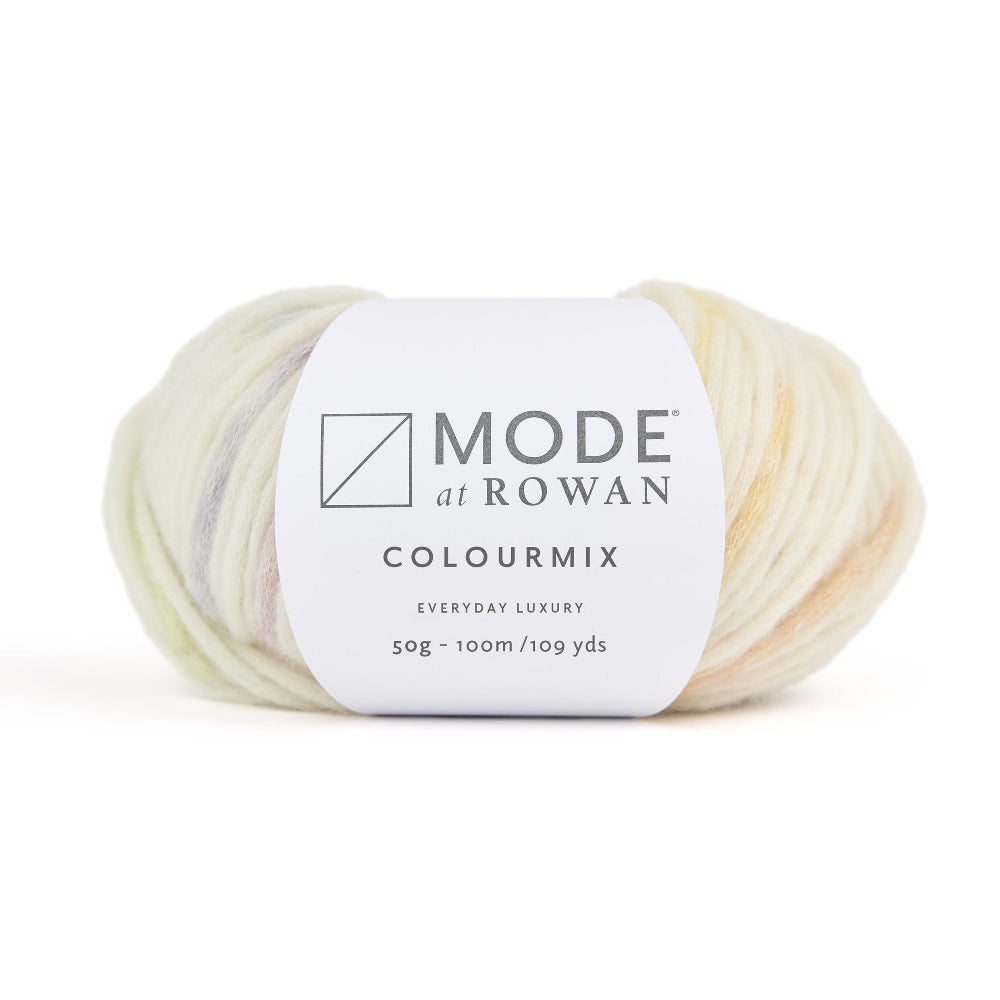 Ball of Colourmix yarn from Mode at Rowan on a white background