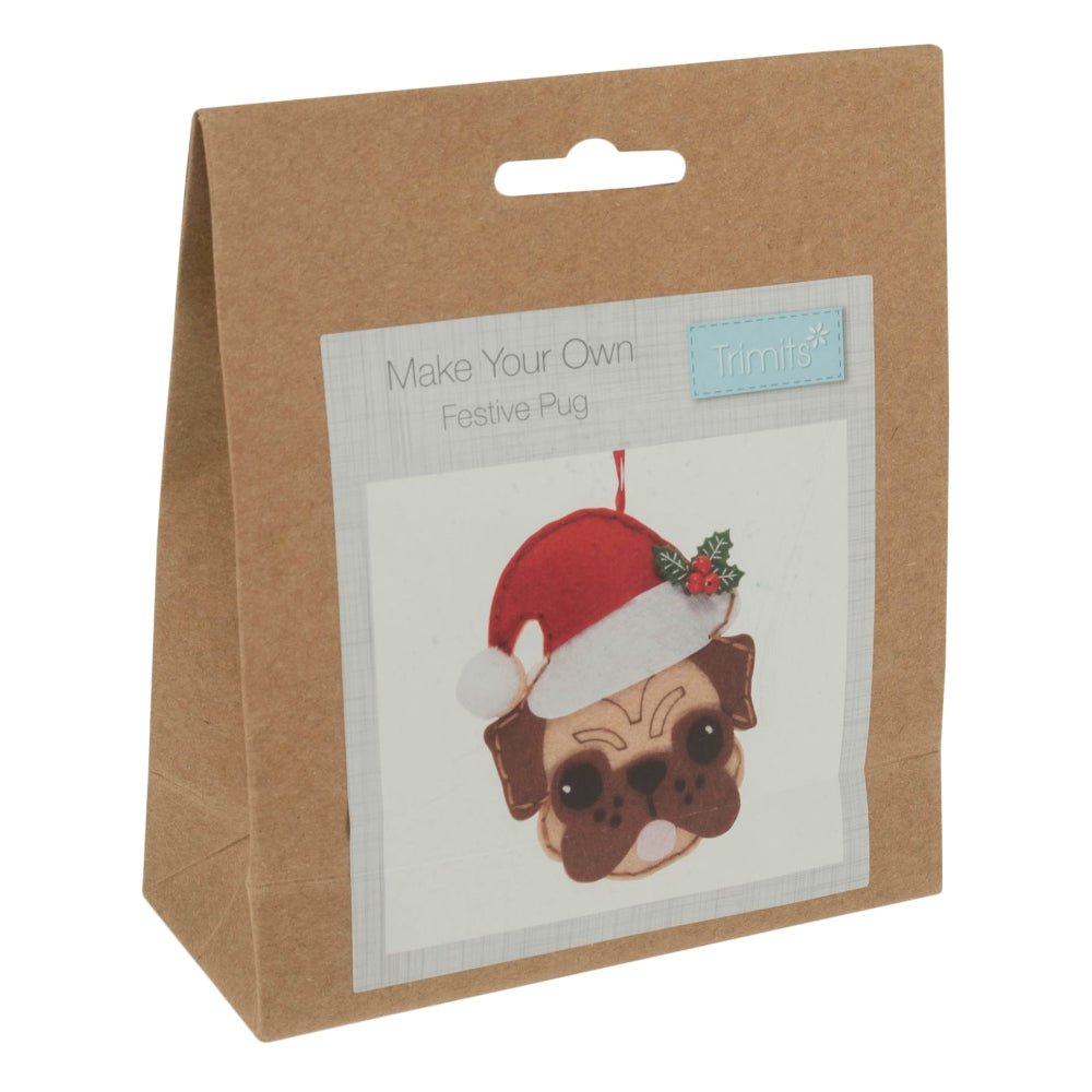 Trimits Make Your Own Felt Christmas Pug in Santa Hat