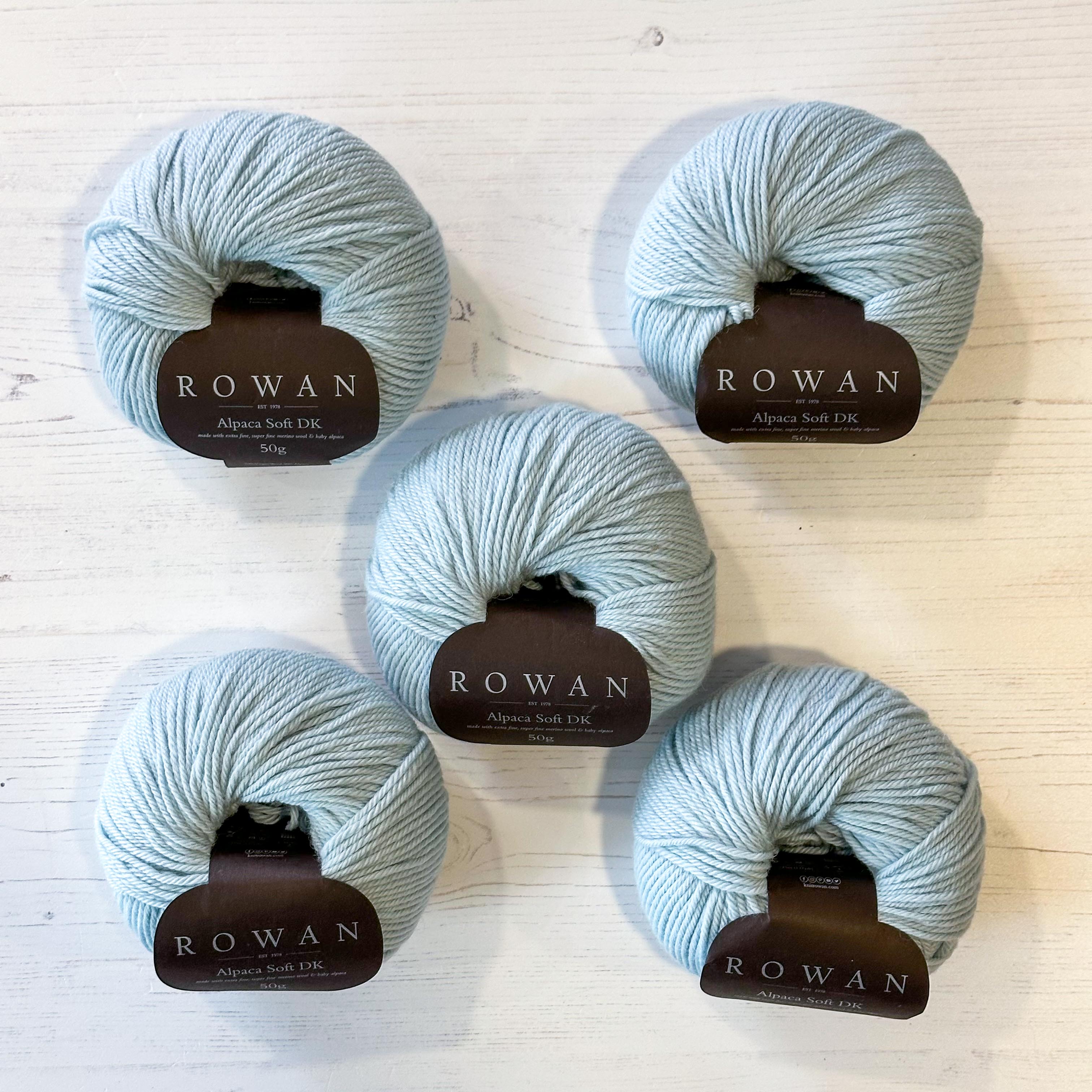 Rowan Alpaca Soft DK - 5 x 50g Baby Blue - Clearance Bundle