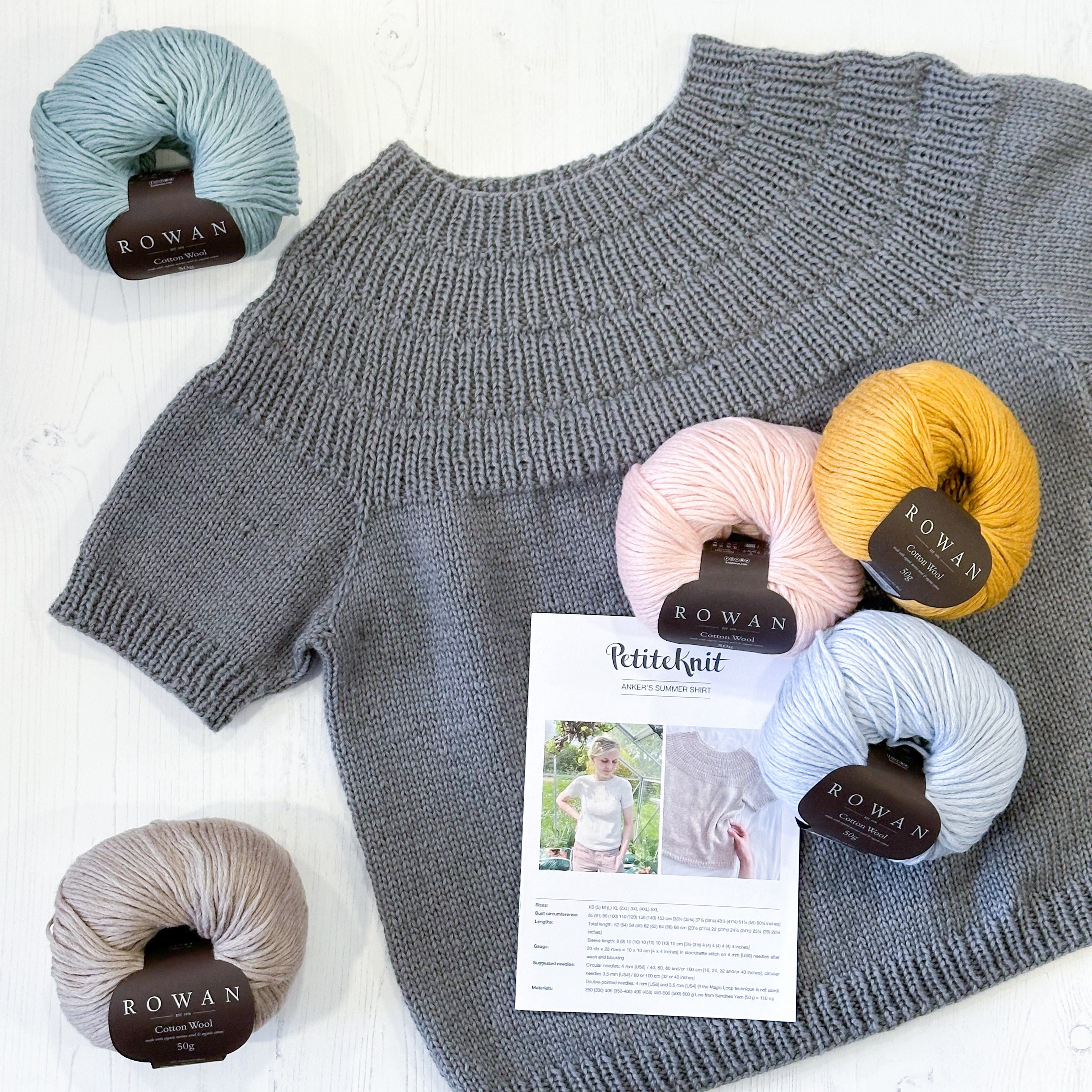 PetiteKnit - Anker's Summer Shirt - Knitting Kit - Limited Edition Kit in Rowan Cotton Wool