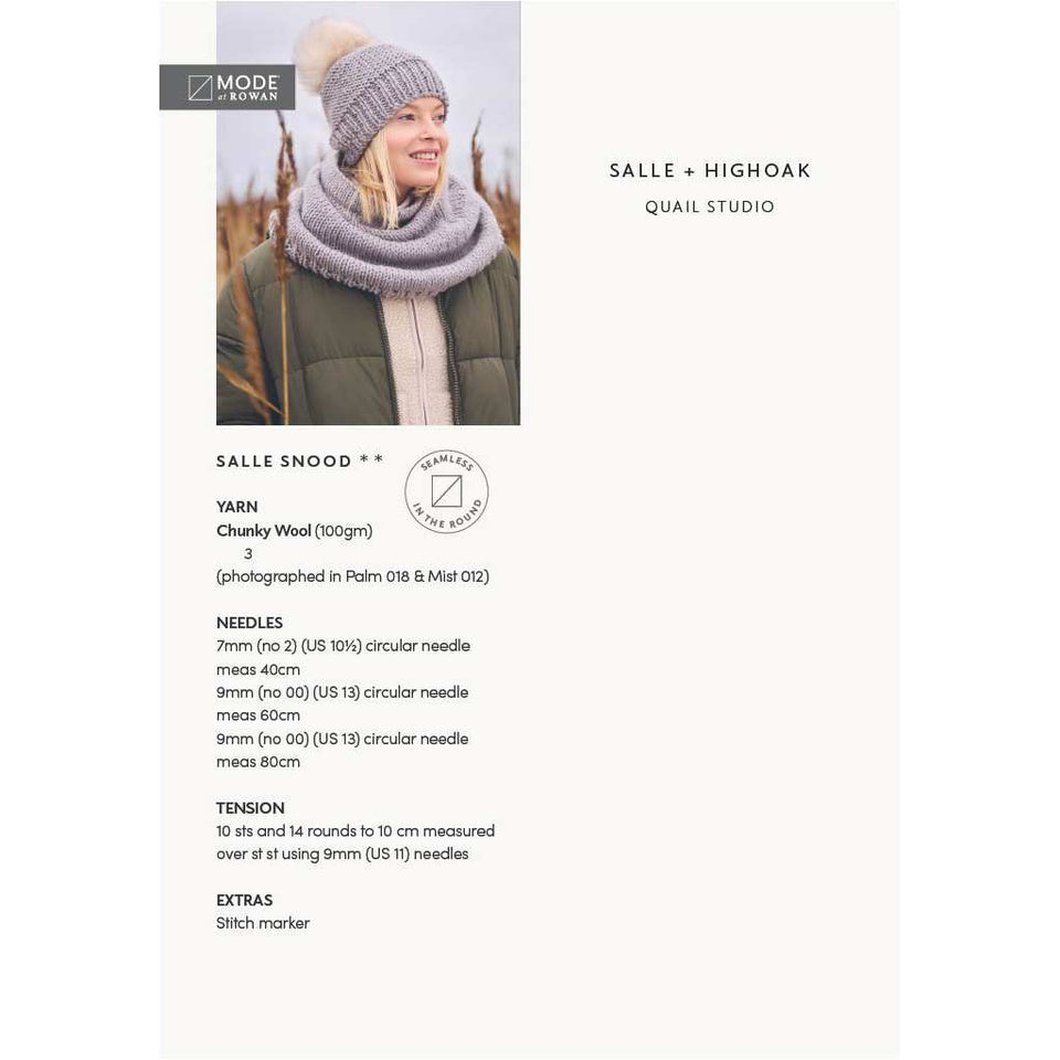 Mode at Rowan Salle Snood und Highoak Hat – Strickmuster