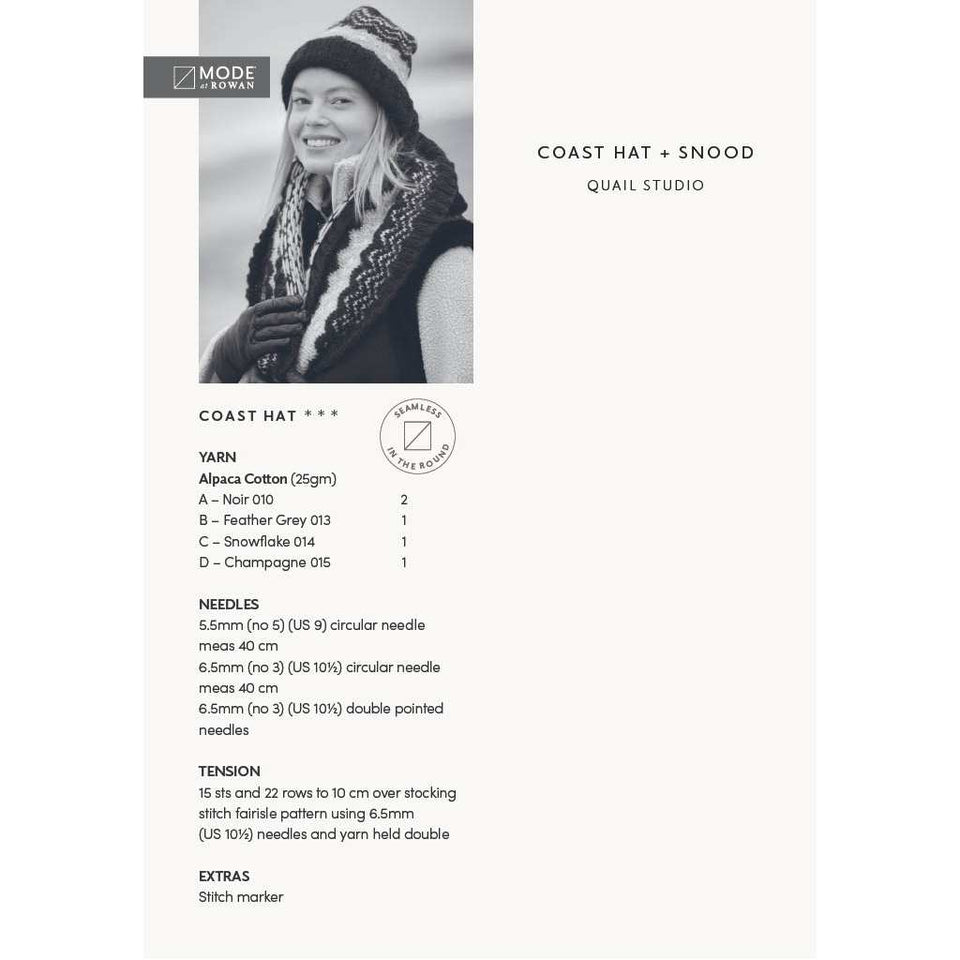 Mode at Rowan Coast Mütze und Snood – Strickmuster (PDF-Download)