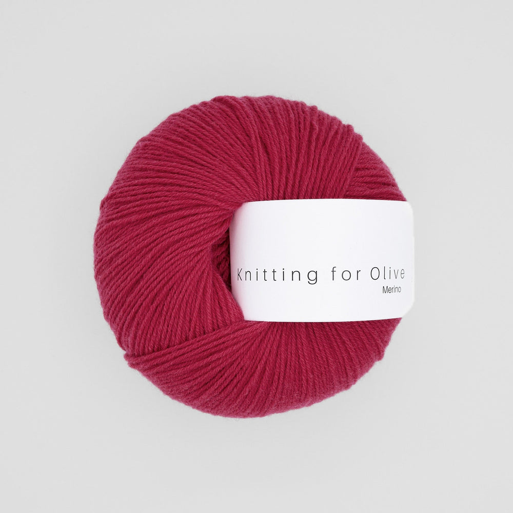Ball of Knitting for Olive Merino, 100% non-mulesed merino 4ply yarn, in shade Raspberry Red