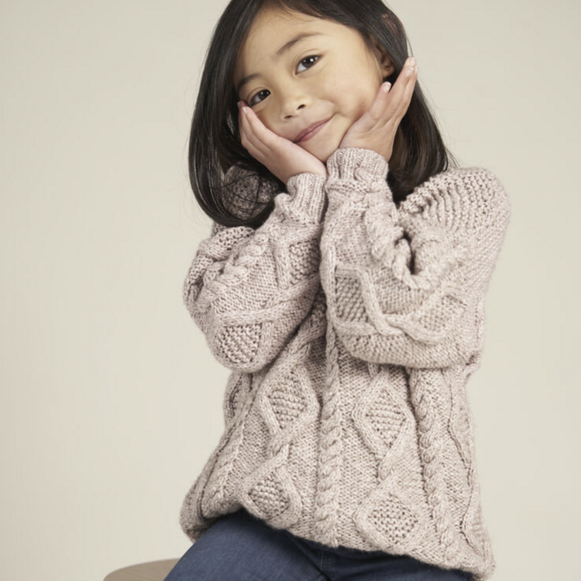 Mini Hank Sweater – Knitting Kit (Rowan Softyak, Driftwood, Size 3–4 Years)