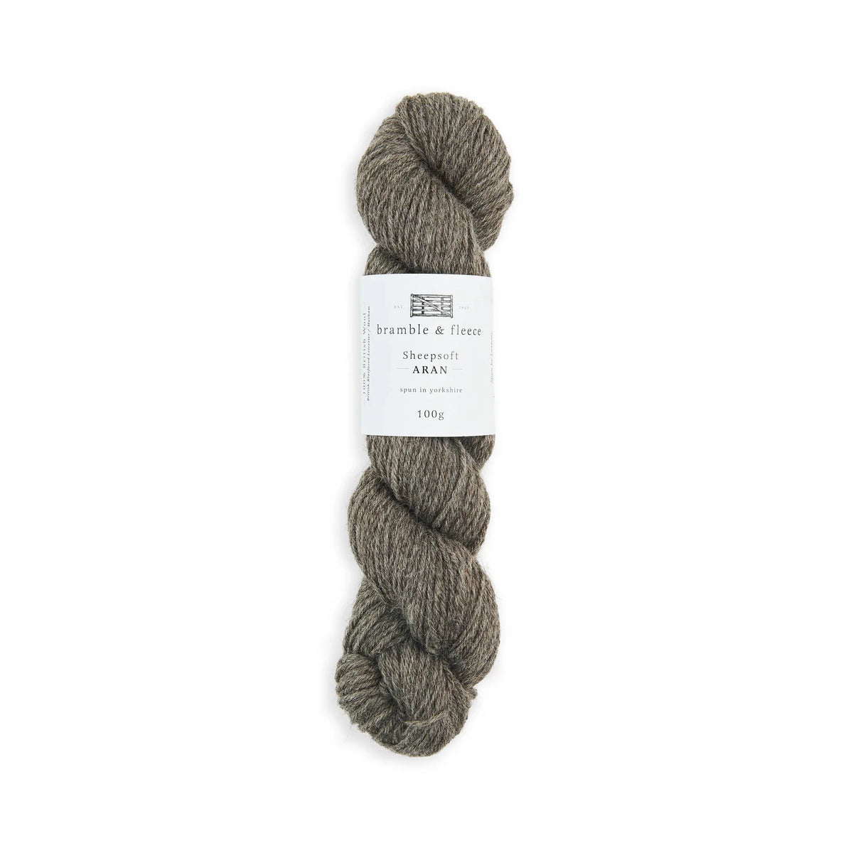 Bramble & Fleece Sheepsoft Aran skeins showing all four natural heathered shades