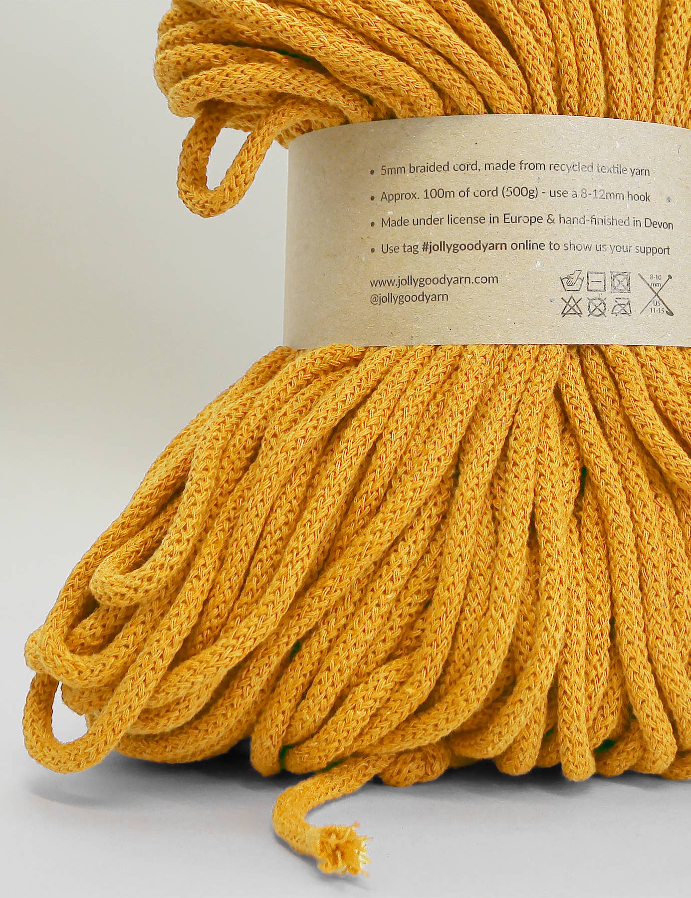 Jolly Good Yarn - 5mm Shaldon Yellow recycled cotton macrame cord (100m)