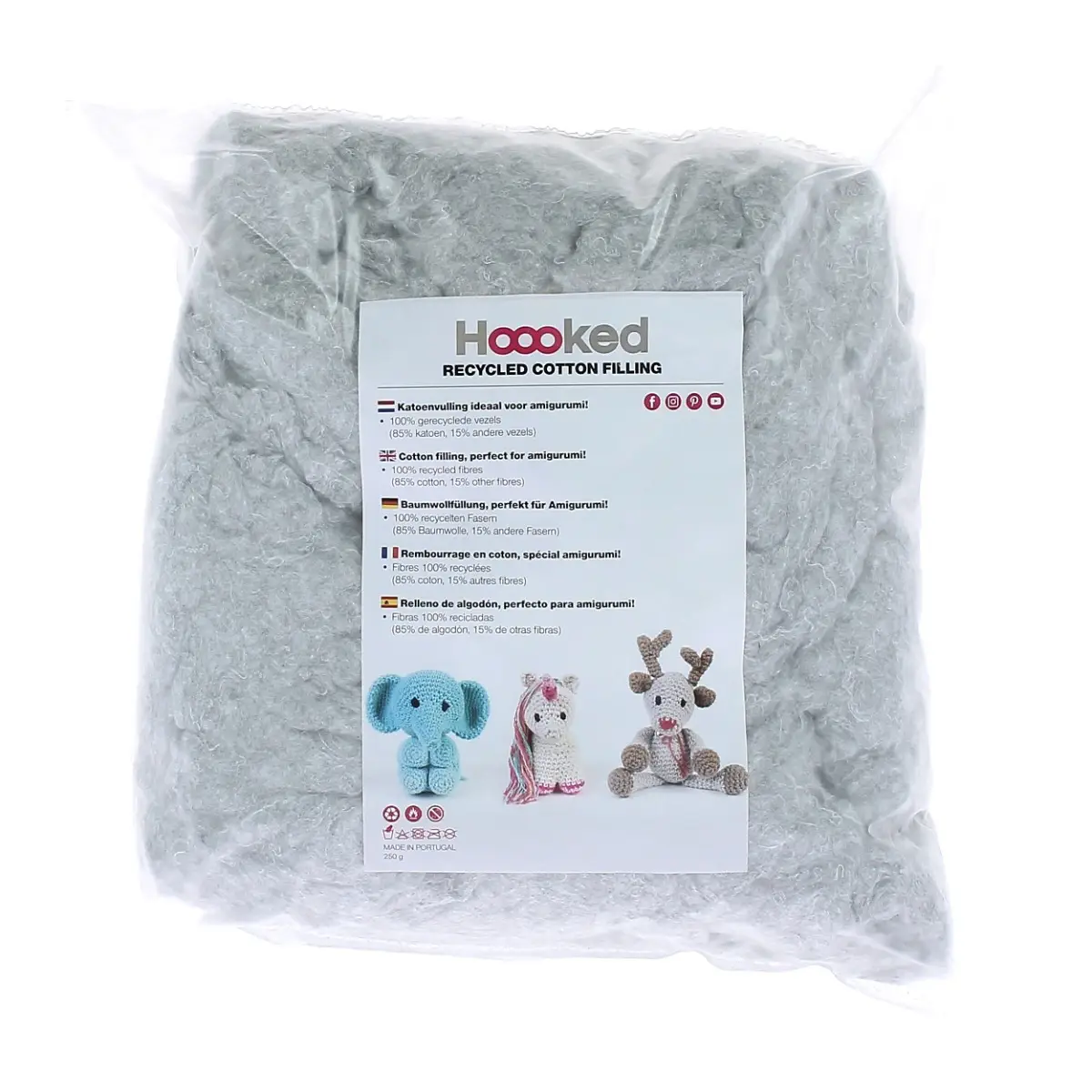 Hoooked – 100 % recycelte, flauschige Baumwoll-Spielzeugfüllung – Füllung 250 g