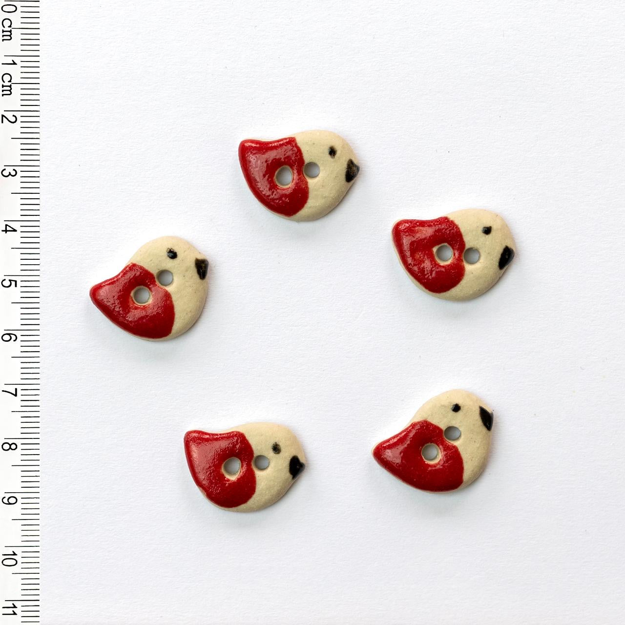 Incomparable Buttons - 5 Red Bird Buttons