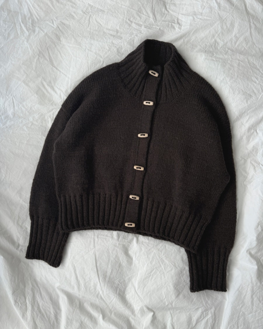 Brown PetiteKnit Hannah Jacket laid flat