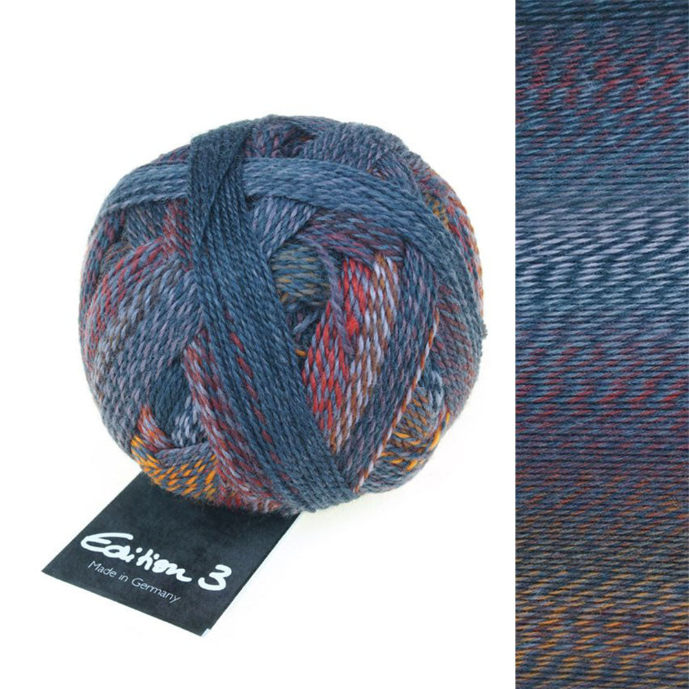 Ball of Schoppel Edition 3, 100% virgin wool sport weight gradient yarn, in shade Thermography 2299