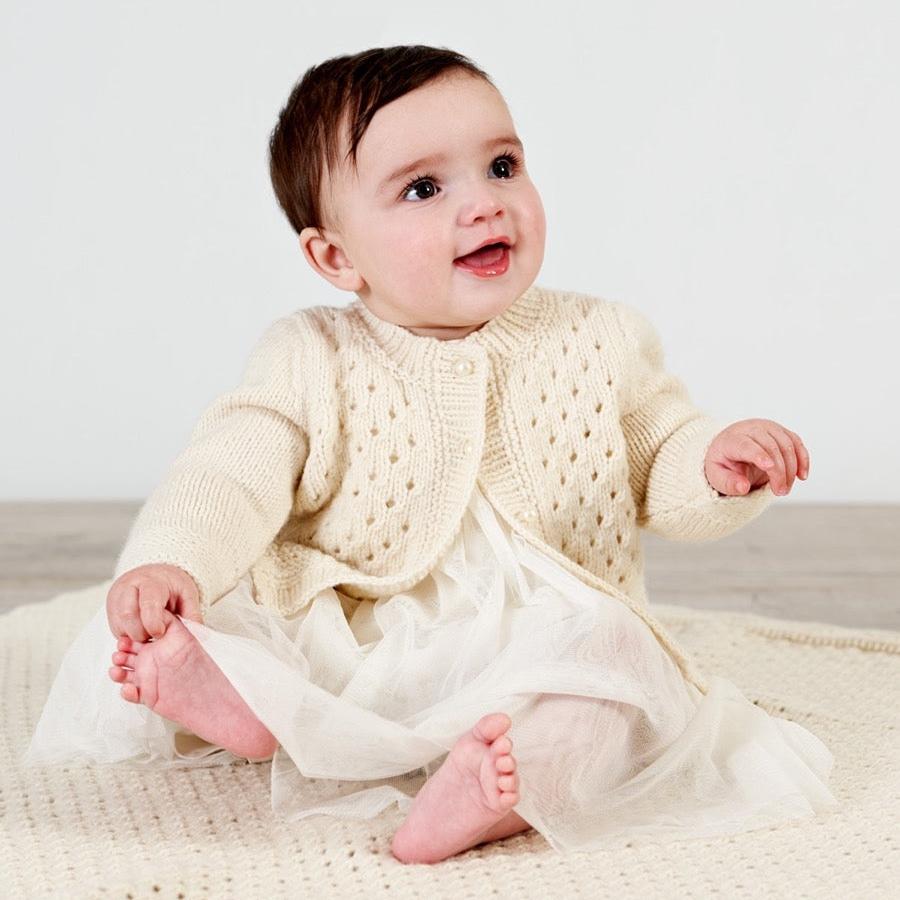 Isabella Lace Baby Cardigan - Knitting Kit