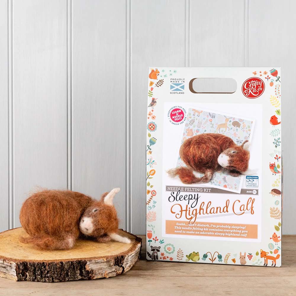 Sleepy Highland Calf Needle Felting Craft Kit