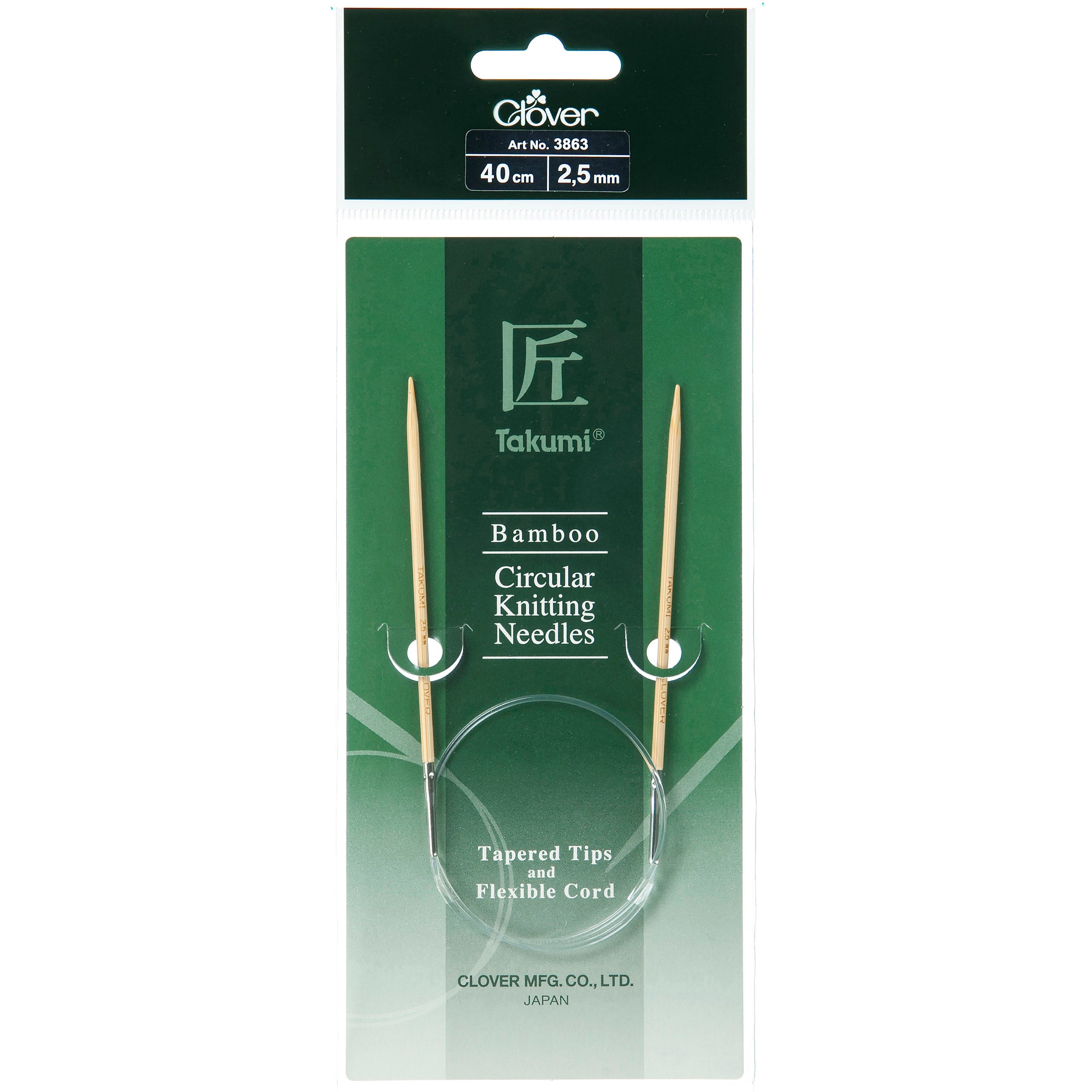 Clover Fixed Circular Knitting Needles - Takumi Bamboo - 40cm