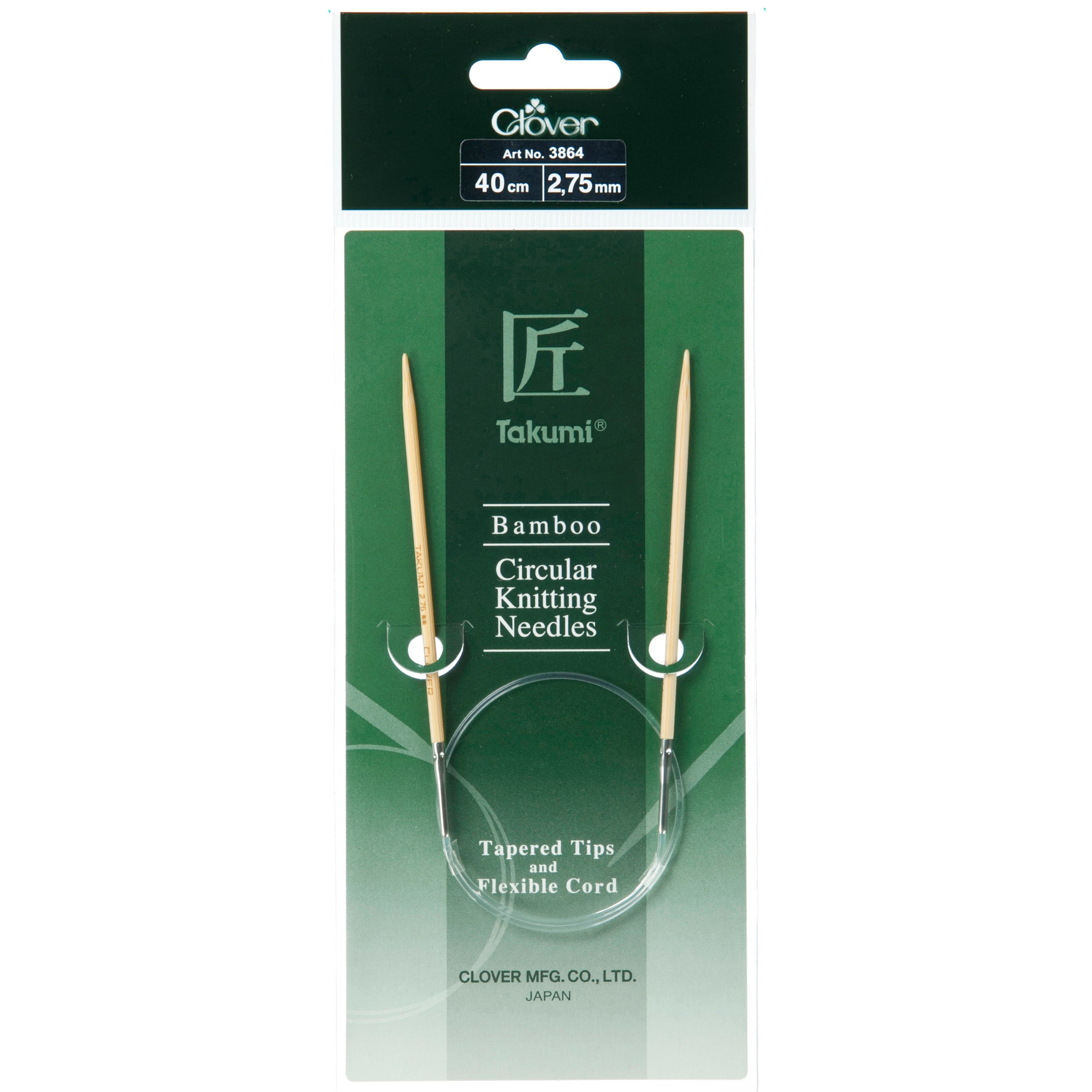 Clover Fixed Circular Knitting Needles - Takumi Bamboo - 40cm