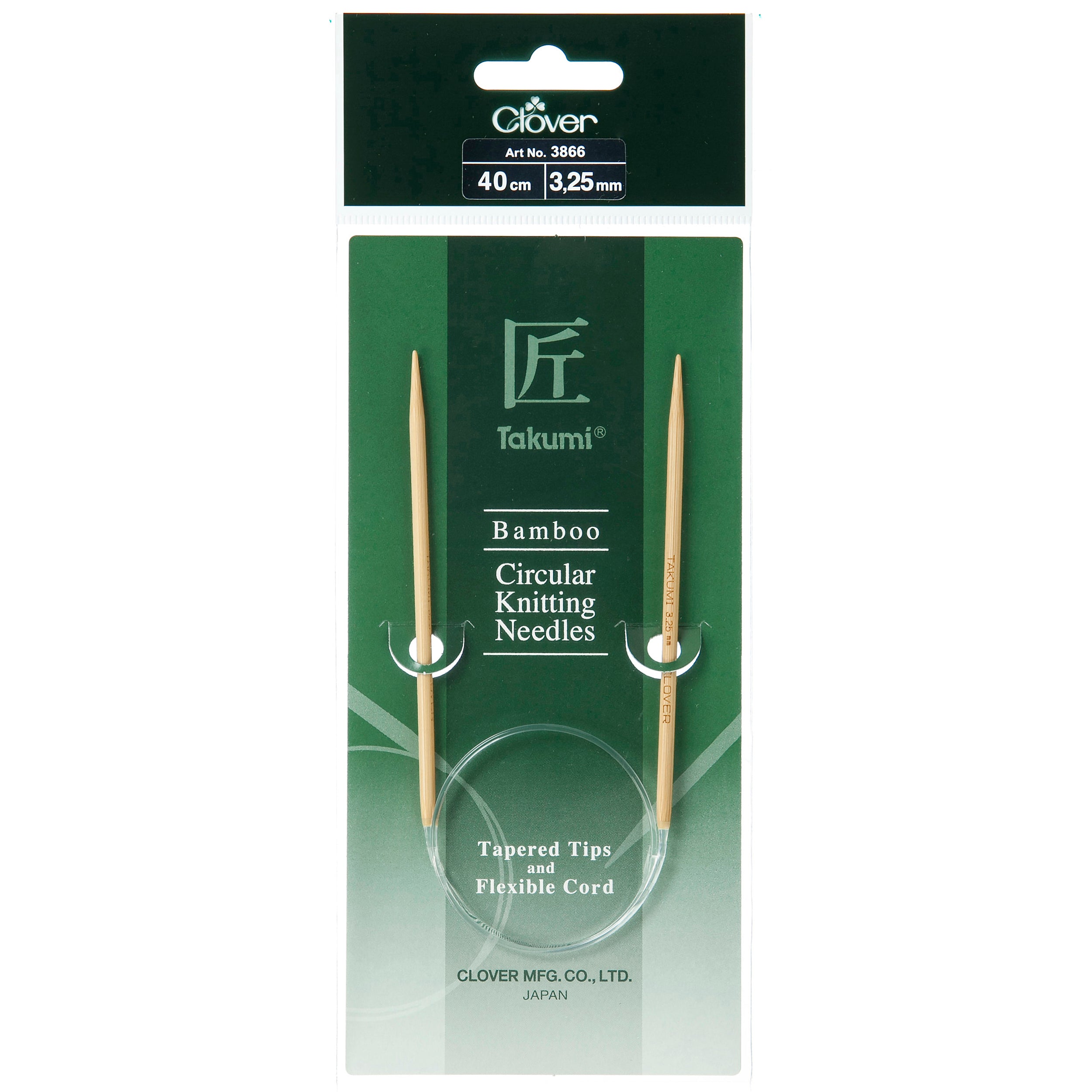 Clover Fixed Circular Knitting Needles - Takumi Bamboo - 40cm