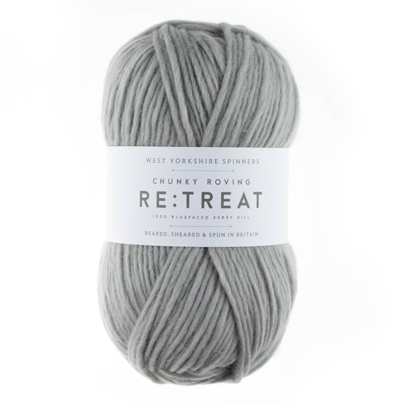 WYS West Yorkshire Spinners Retreat Chunky Roving Yarn Ball in light grey shade Harmony 184