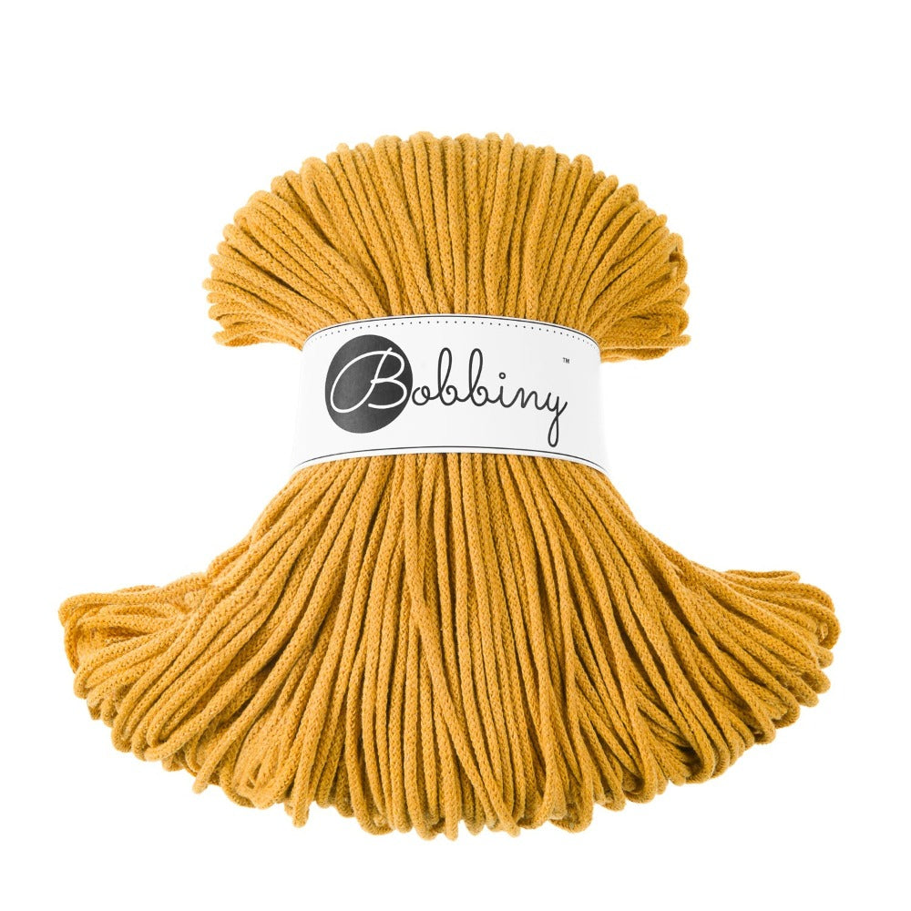 3mm braided Bobbiny cord in colour mustard