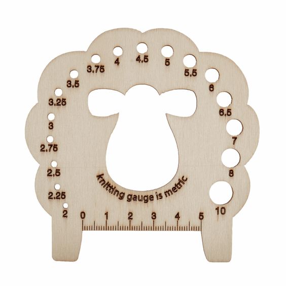 Wooden Sheep Knitting Pin Gauge 2-10mm