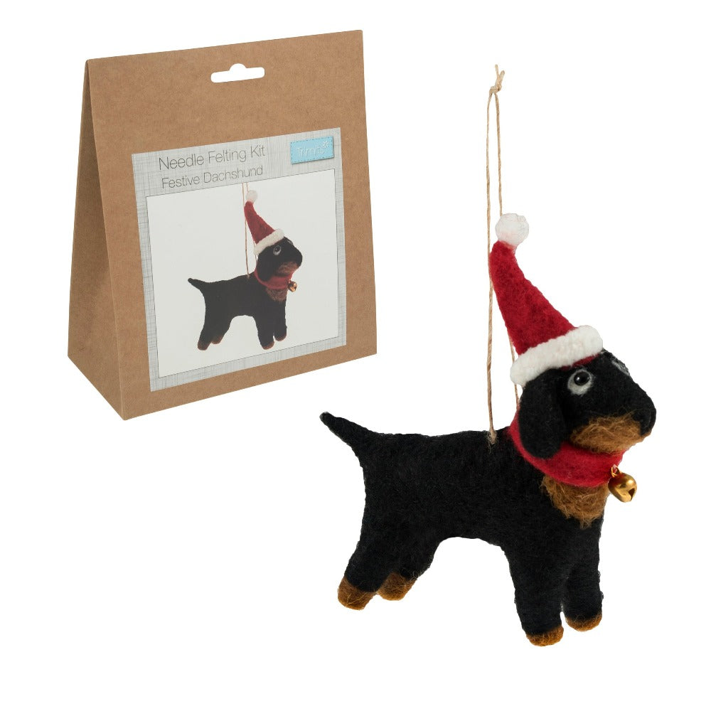 Trimits Make Your Own Needle Felting Kit Festive Dachshund