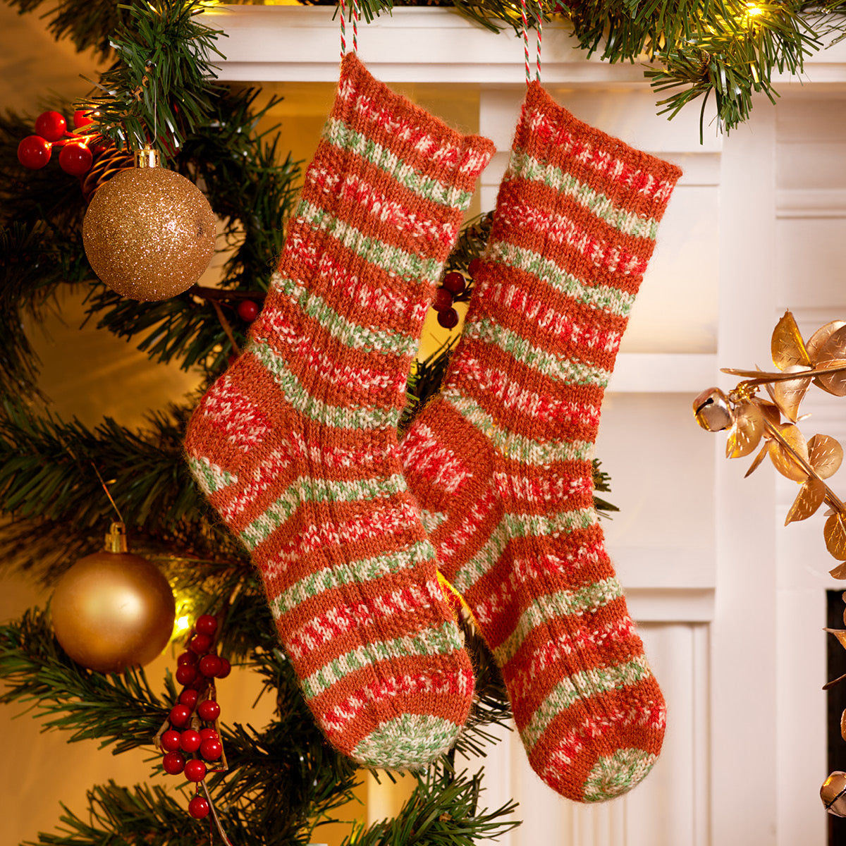 WYS Rudy - Textured Knitted Christmas Sock Pattern (PDF Download)