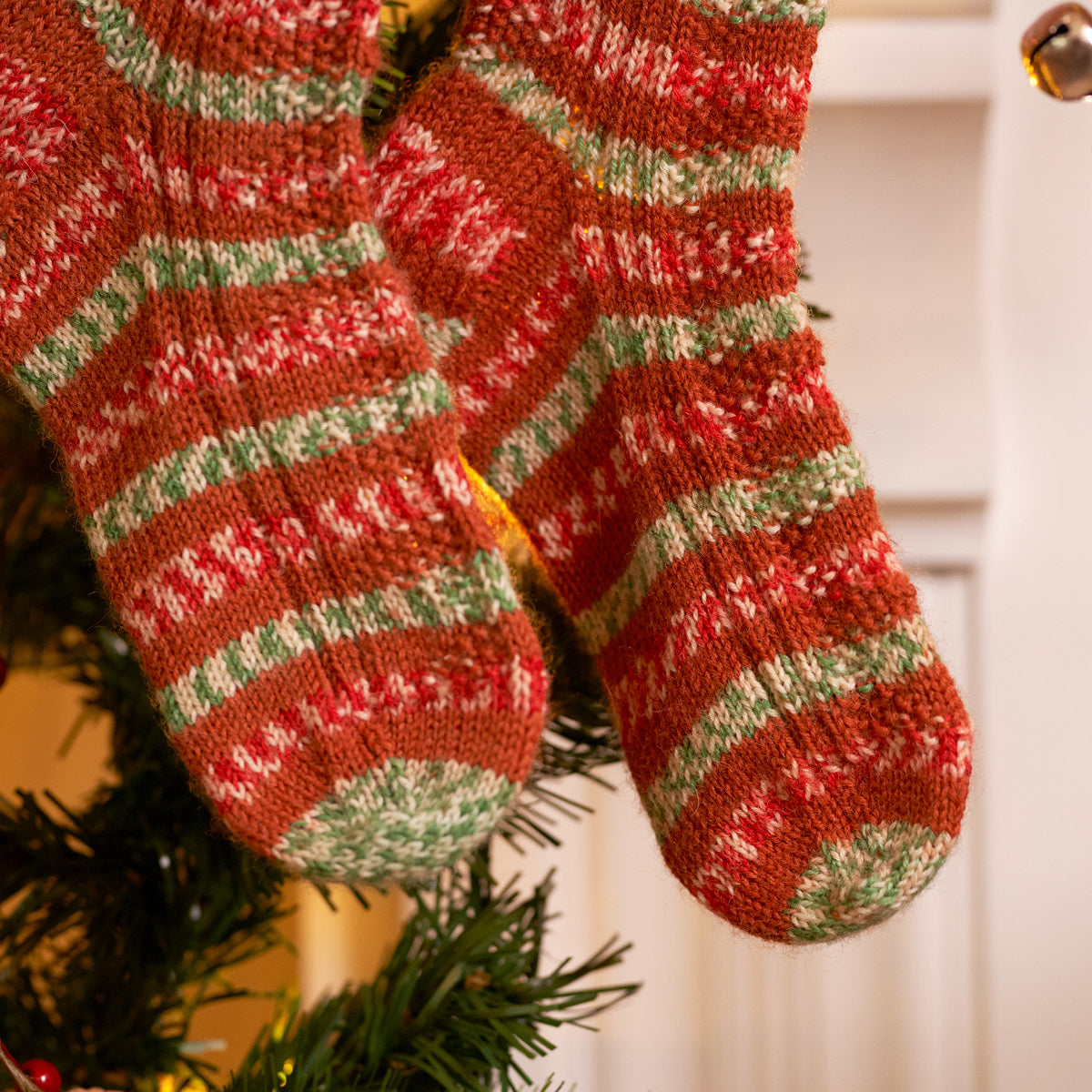 WYS Rudy - Textured Knitted Christmas Sock Pattern (PDF Download)