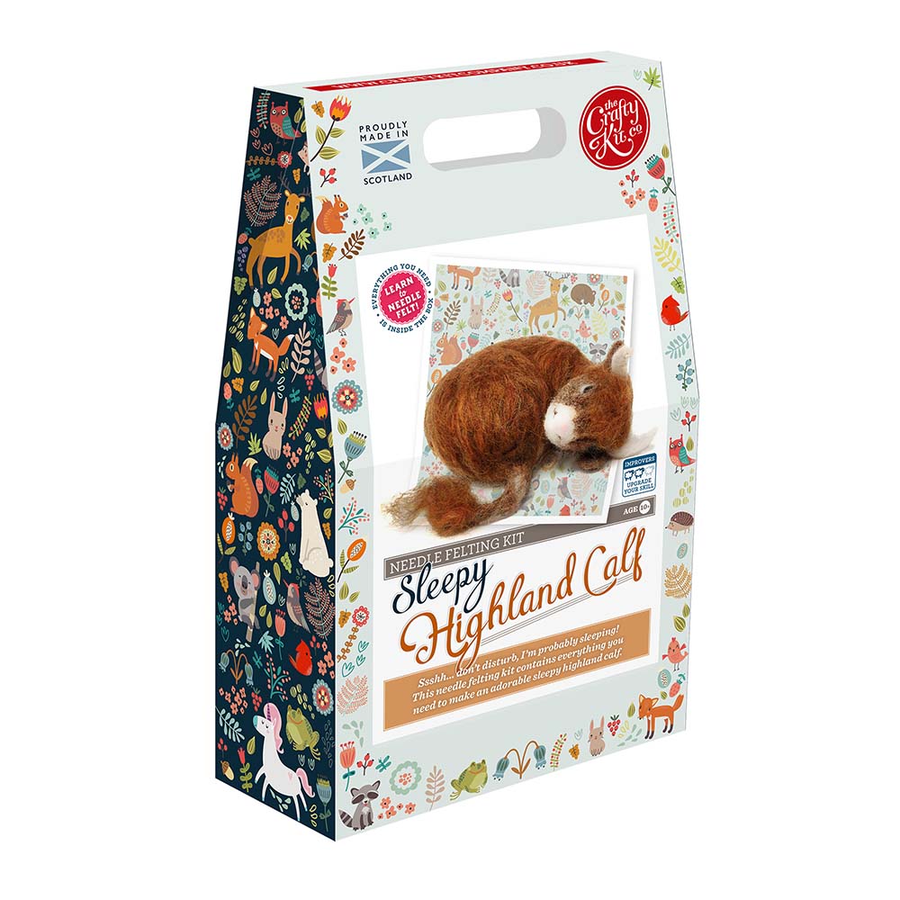 Sleepy Highland Calf Needle Felting Craft Kit